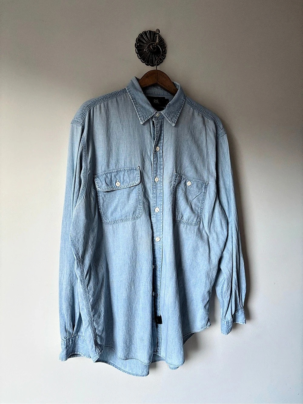 RRL Ralph Lauren Chambray Workshirt Men's Denim Button Down Blue